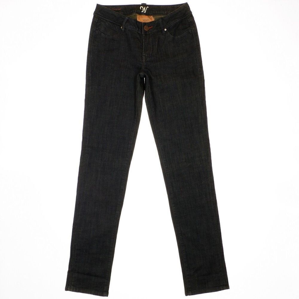 Worn Brand Straight Jeans Size 0 Womens Dark Black/Blue Denim Measure 26 x 33